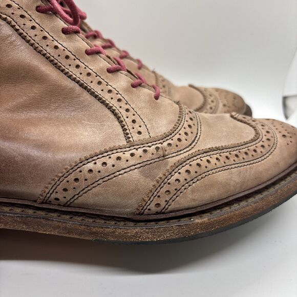 rare ALLEN EDMONDS CRONMOK Cognac Wingtip Brogue Leather Boot men 9 - Picture 4 of 11